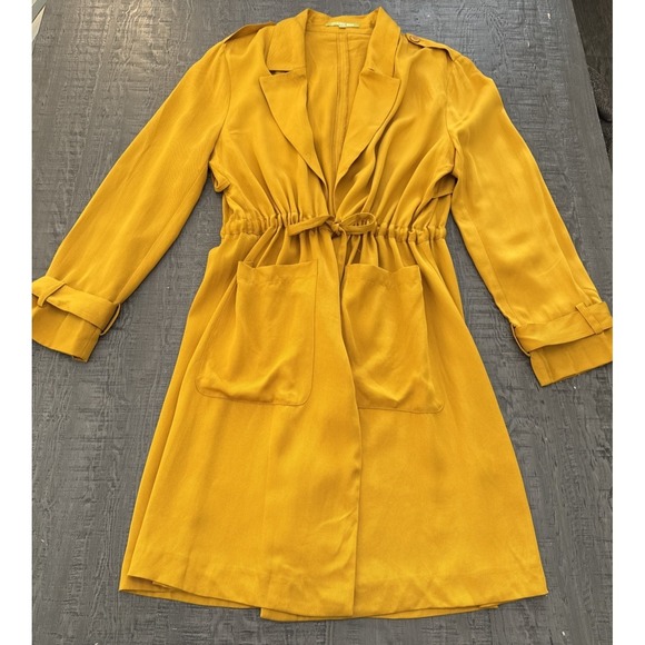 Gianni Bini Jackets & Blazers - Gianni Bini Mustard Yellow Drawstring Waist Utility Trench Jacket Size Large